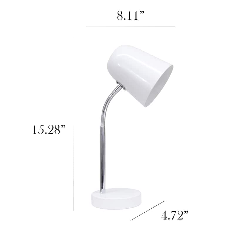 Minimalist Metal Gooseneck Desk Lamp with Adjustable Chrome Arm Modern Task Lighting Multiple Colors