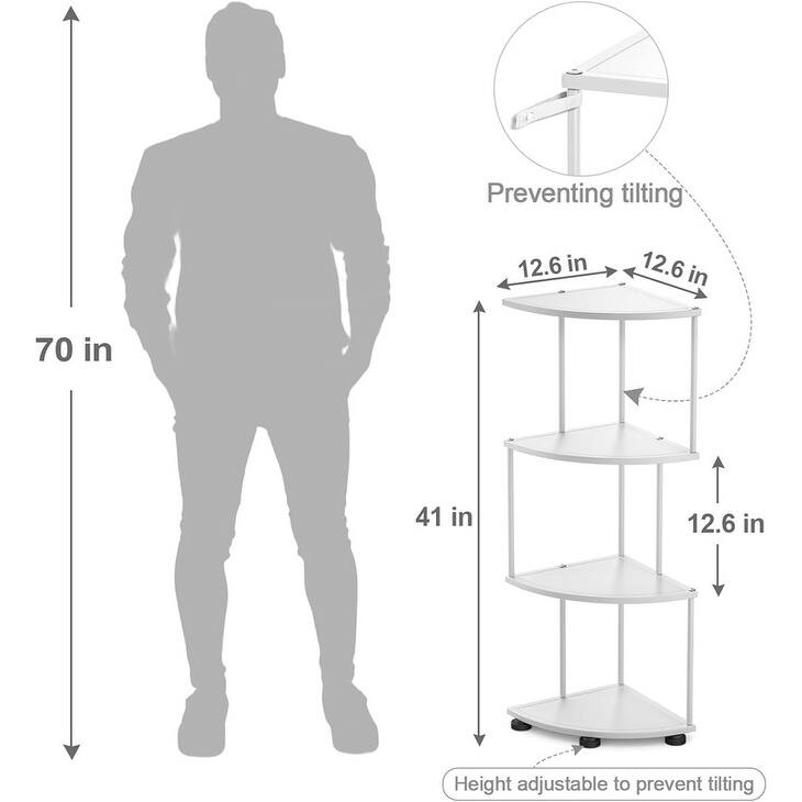 4 Tier Metal Corner Shelf Stand Corner Shelves