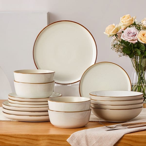 vancasso RENO 12-Piece & 16-Piece Stoneware Dinnerware Sets - Beige - 16 Piece