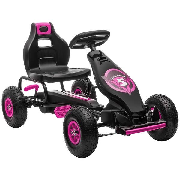 slide 2 of 20, Pedal Go Kart for Kids 5-12, Ride-On Toy with Ergonomic Seat, Wear-Resistant Wheels, Hand Brake and Suspension System Pink