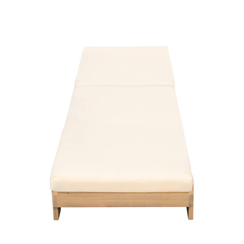 Christopher Knight Home - Iran Outdoor Patio Acacia Wood 6-Position Adjustable Chaise Lounge Set with Water-Resistant Cushion