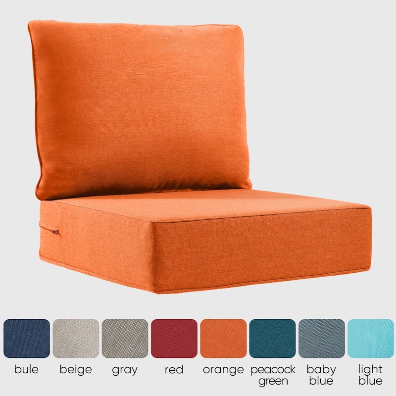 Outdoor Deep Seat Cushion 24 x 24 x 6 Inch - Orange - 6 Inch - Orange - 6 Inch