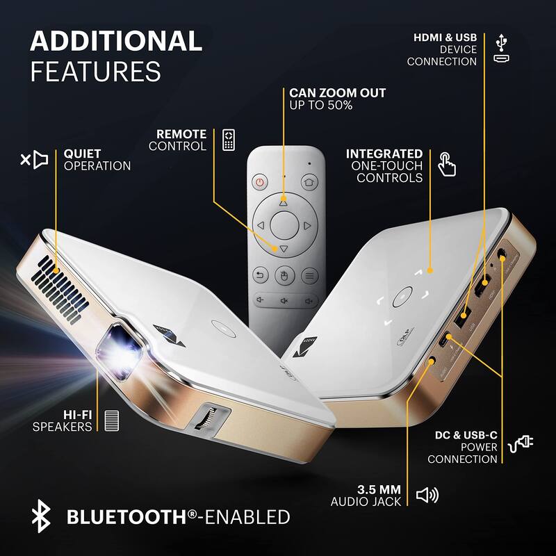 Kodak Luma 400 Smart Projector, HD Portable Pico Projector with Wi-Fi, Bluetooth & Tripod