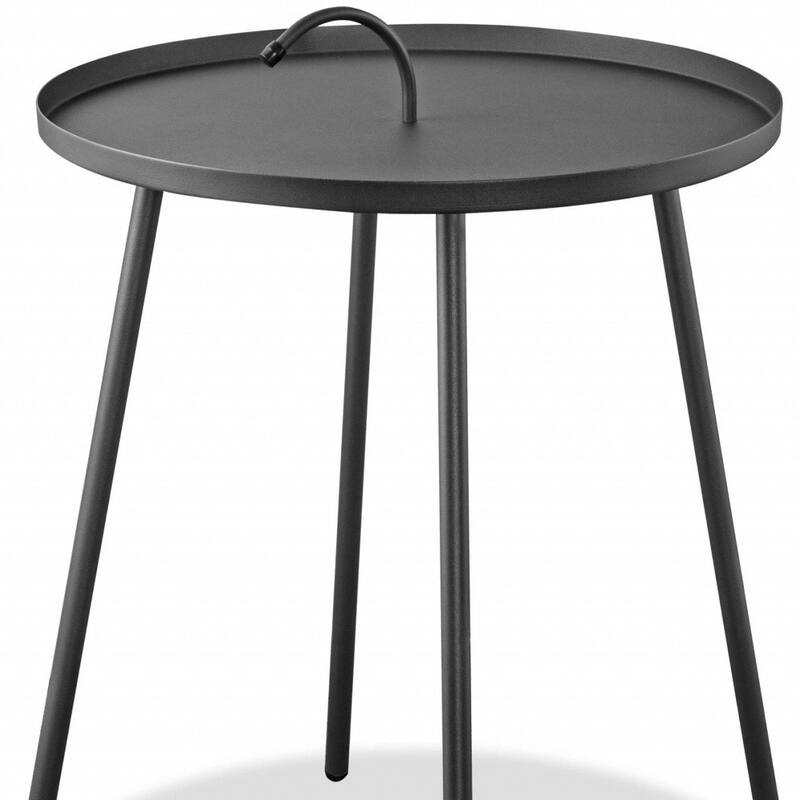 25” Grey Stainless Steel End Table with Round Tray Top Stylish Side Table for Living Room Bedroom or Office - 20"L x 20"W x 25"H