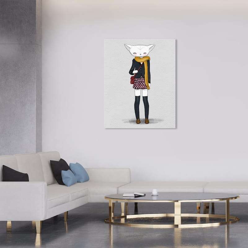Wynwood Studio Canvas Animals School Kat Gray and Light Gray Bohemian & Eclectic Wall Art Canvas Print - 36 x 30