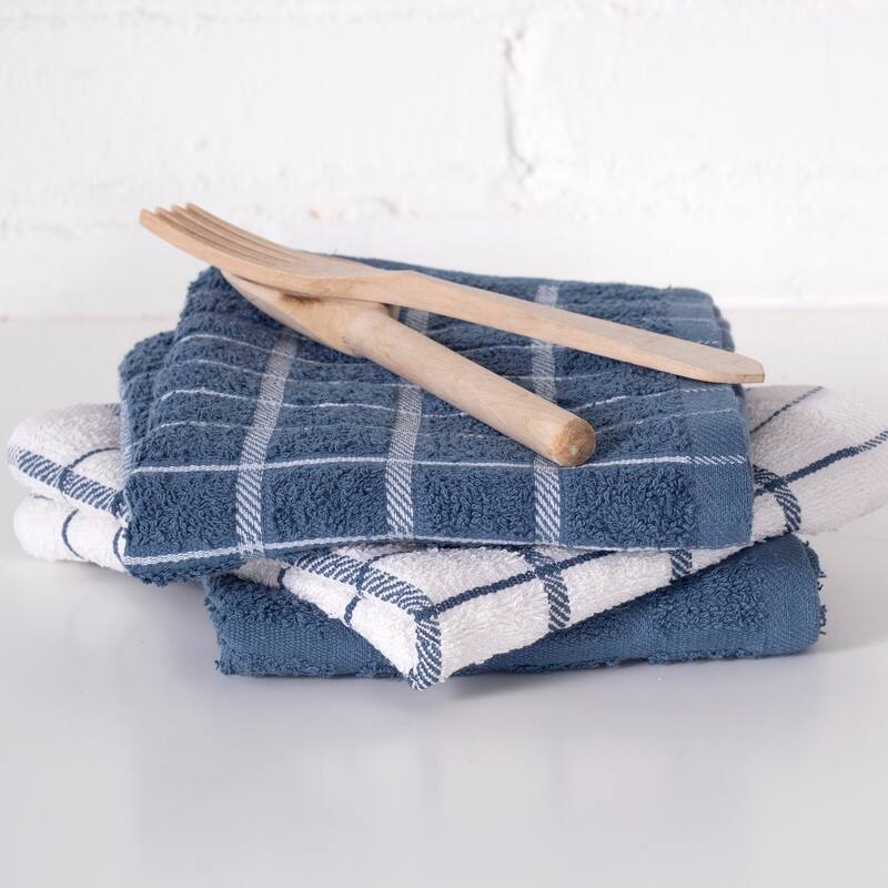RITZ Cotton Terry Check Kitchen Towels (Set of 3)