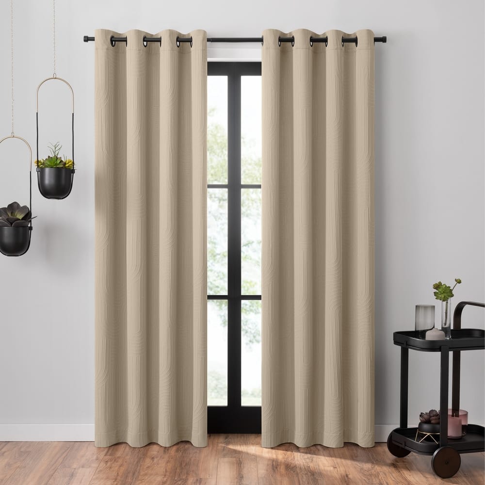 Umbra Ulysses Wave Geometric Light Filtering Grommet Curtain Panel