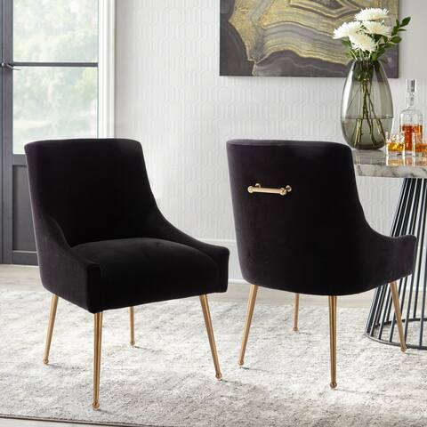 Velvet Upholstered Single Side Dining Chair With Golden Legs