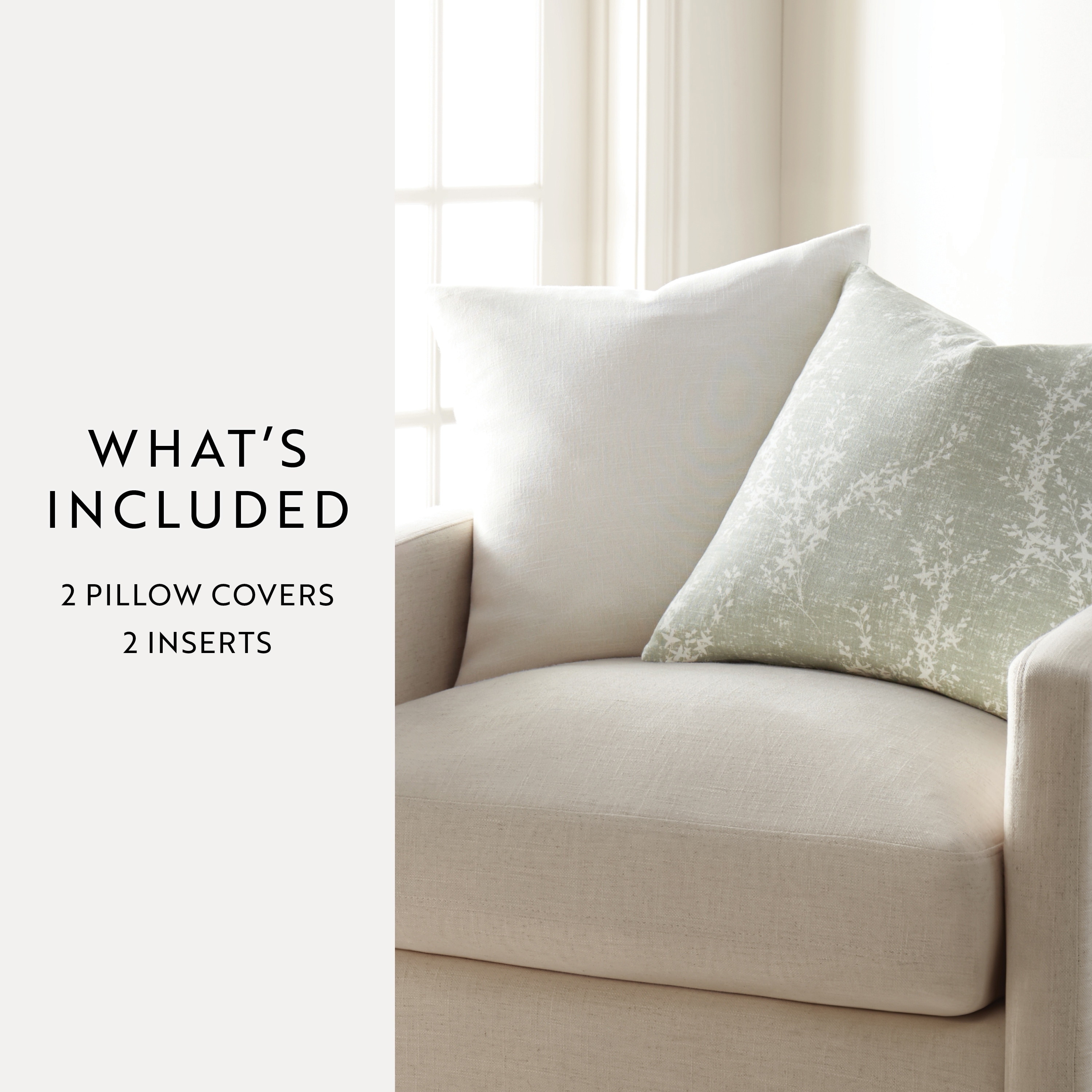 2-Pack Cotton Slub Decor Throw Pillows in Willow