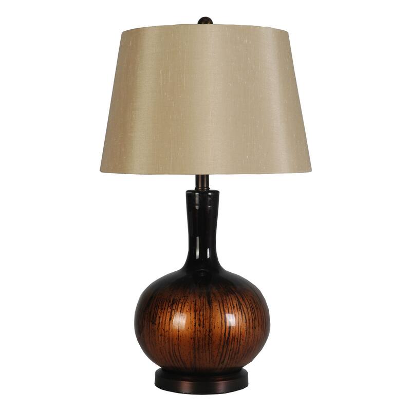 27" Glass Table Lamp, Black Copper (Set of 2) - N/A