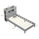 preview thumbnail 11 of 17, Twin Size Wooden Platform Bed Frame with Storage Headboard and 2-Tier Shelf