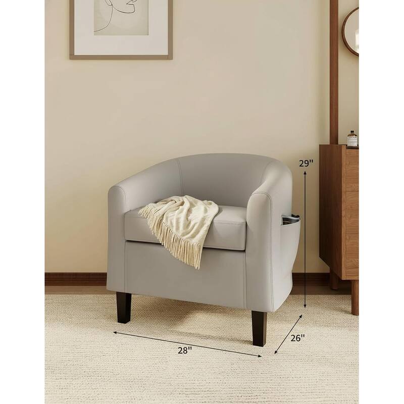 PU Leather Barrel Accent Chair, with Soft Cushion