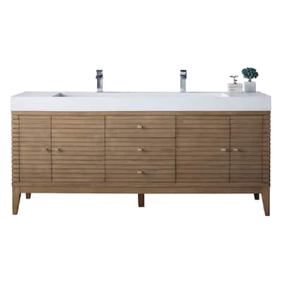 James Martin Vanities Linear 72" Double Vanity, Whitewashed Walnut