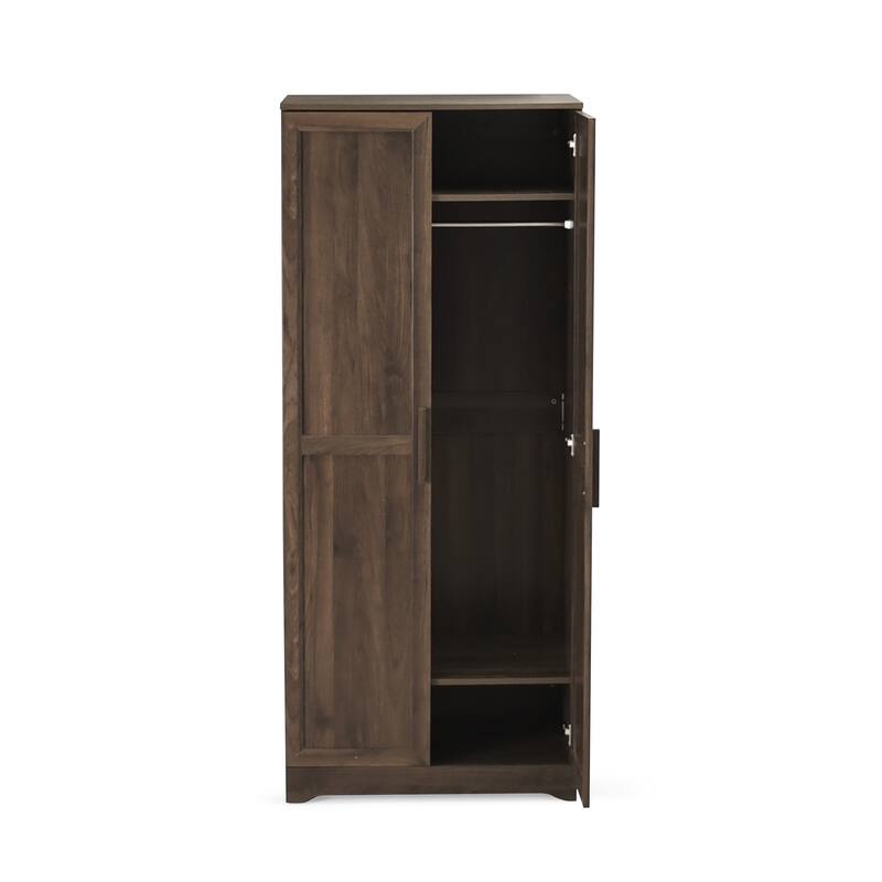 2-Door Wardrobe with Hanging Rods and Shelves - Spacious Bedroom Armoire Clothes Storage Cabinet, Folding Area and Hanging Area