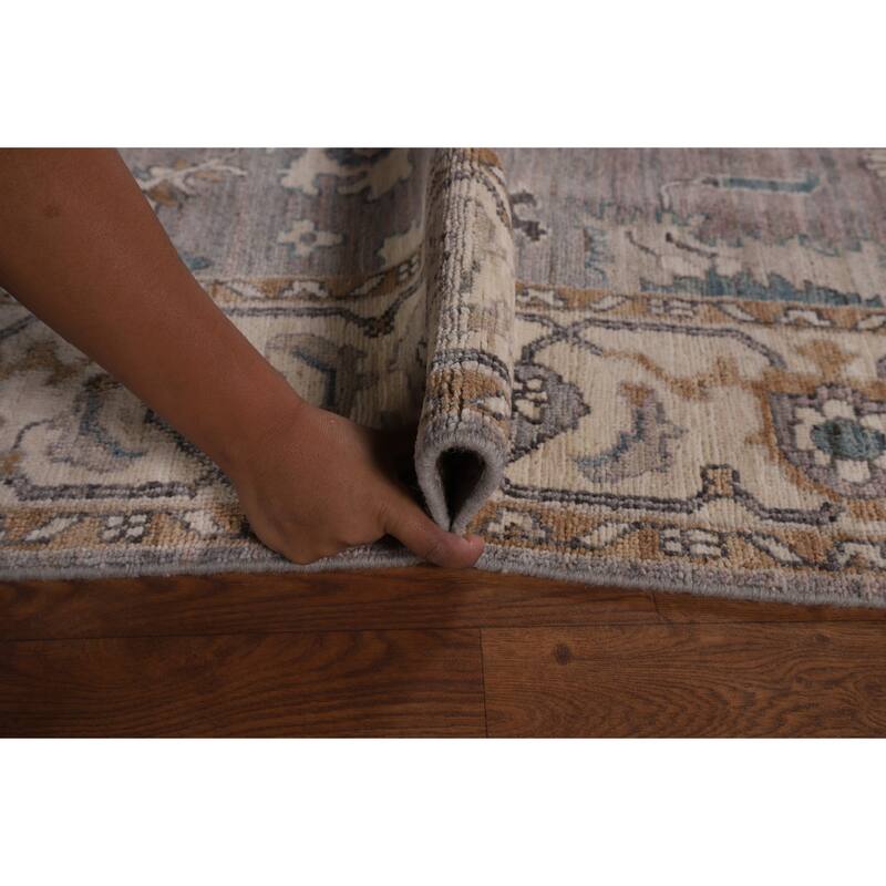 Gray Turkish Oushak Vegetable Dye Area Rug Hand-Knotted Wool Carpet - 5'10"x 8'6"