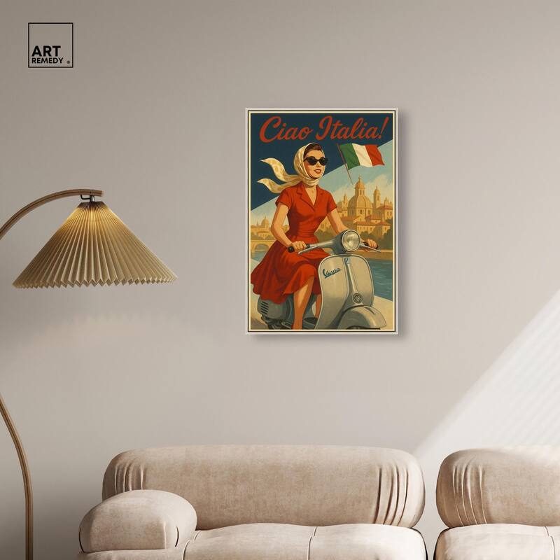 Scooter Italian Travel Canvas by Art Remedy