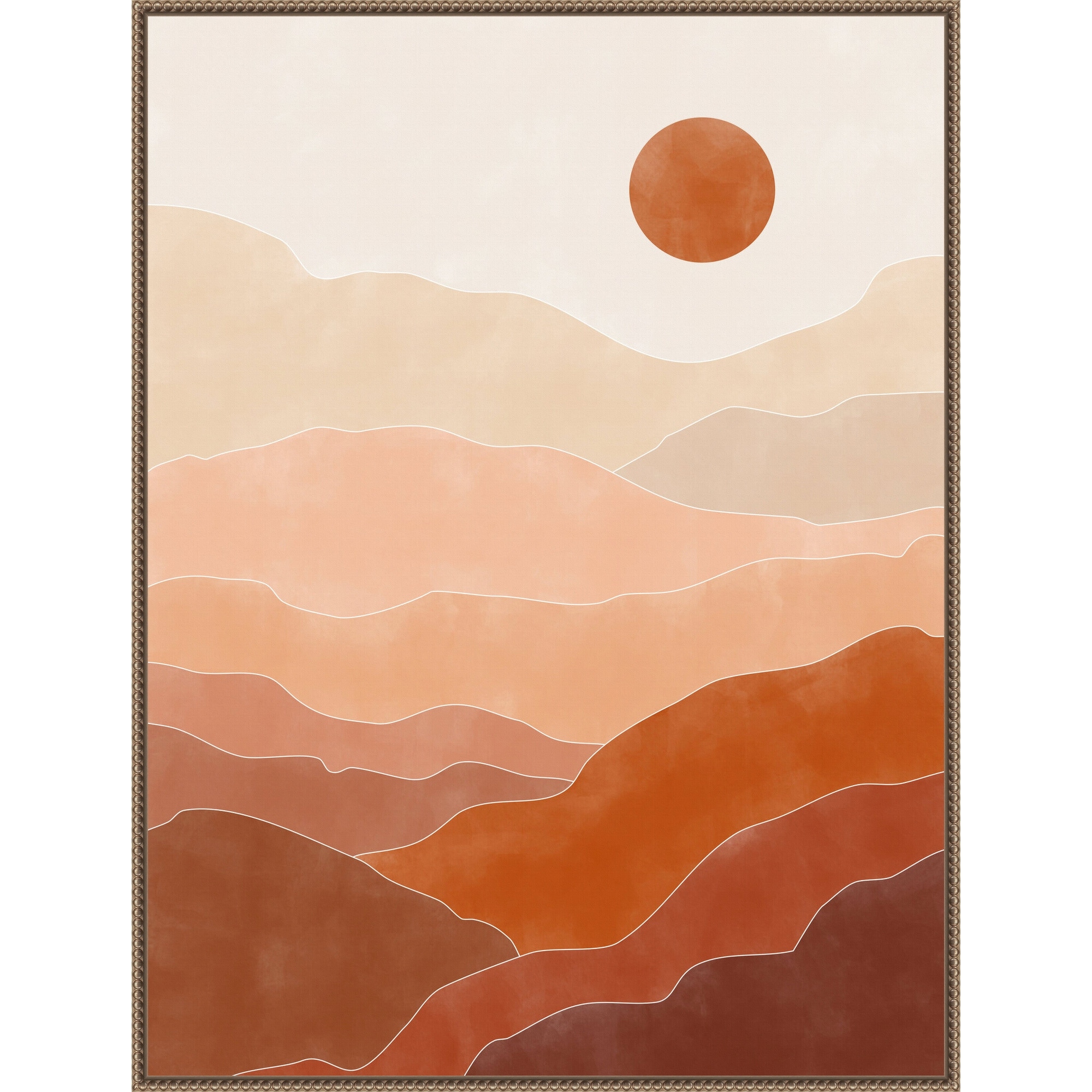 Terracotta No 37 by Elena Ristova Framed Canvas Wall Art - Sylvie Beaded Bronze