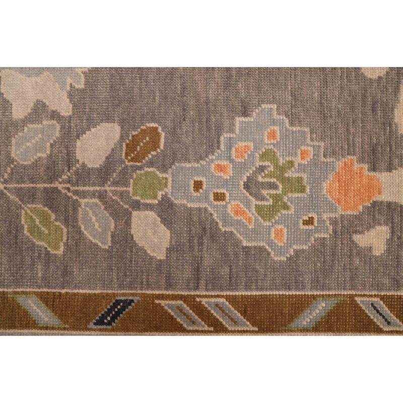 ECARPETGALLERY Hand-knotted Modern Oushak Dark Grey Wool Rug - 8'11 x 11'10