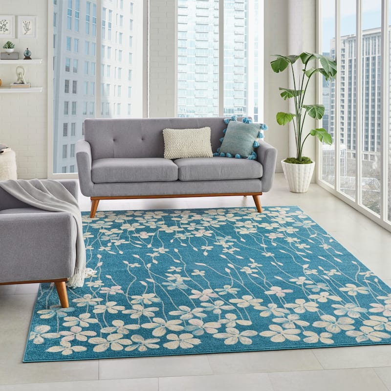 Carson Carrington Molle Floral Area Rug - 8'10" x 11'10" - Turquoise - Rectangle