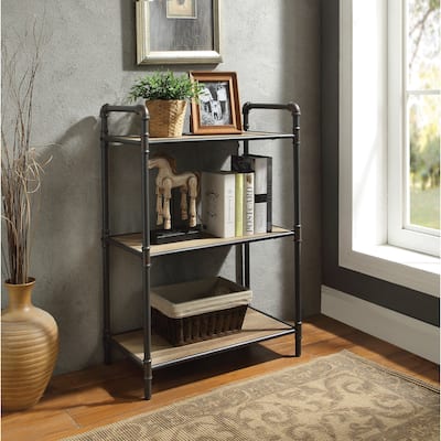 Itzel Antique Oak & Sandy Gray Finish Bookshelf