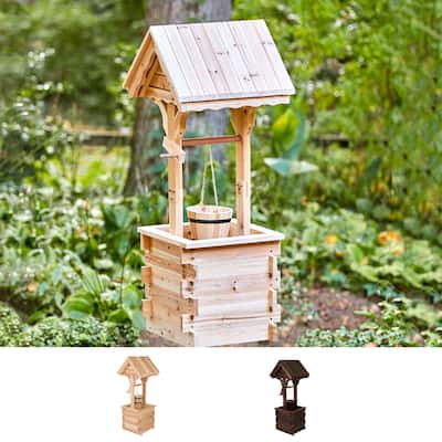 Rustic Charm Garden Centerpiece 4-Foot Wooden Wishing Well Planter