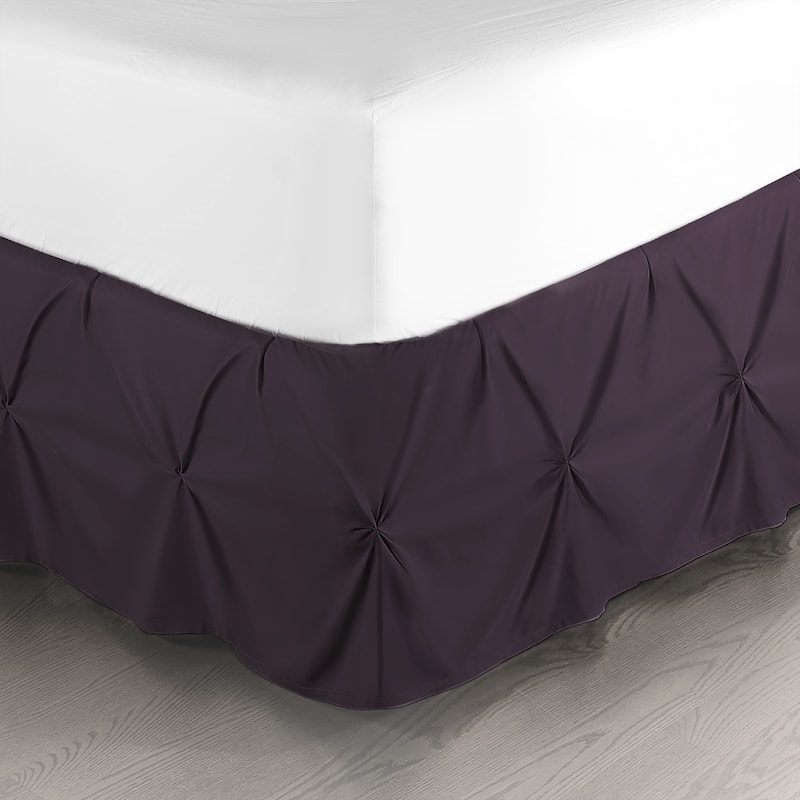 Nestl Pinch Pleat Bed Skirt - Soft Premium Microfiber Ruffle Bed Skirt - 14" Tailored Pintuck Wrap Around Dust Ruffle