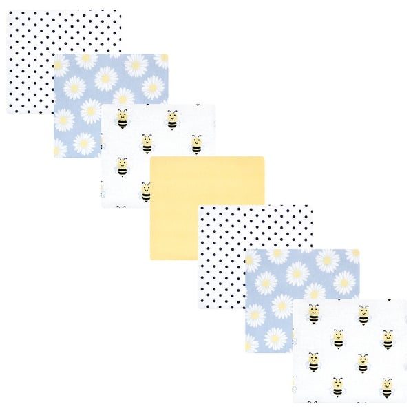 slide 1 of 1, Hudson Baby Infant Girl Cotton Flannel Receiving Blankets Bundle, Daisy Bee, One Size - Daisy Bee - One Size One Size - Daisy Bee