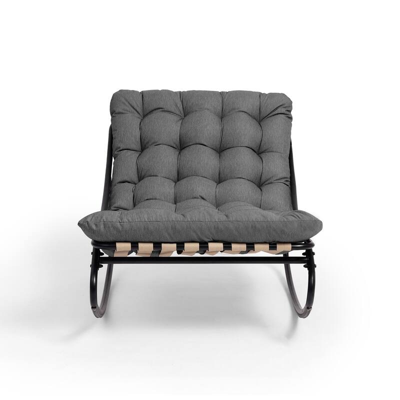 2 Set Outdoor Patio Scoop Rocking Lounge Chair with Cushions