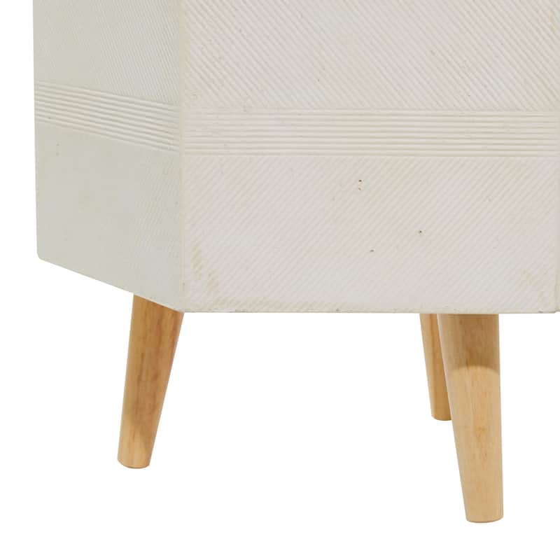 Magnesium Oxide Indoor Outdoor Planter with Wood Legs - Set of 2 White, Dark Gray - Roche River Decor