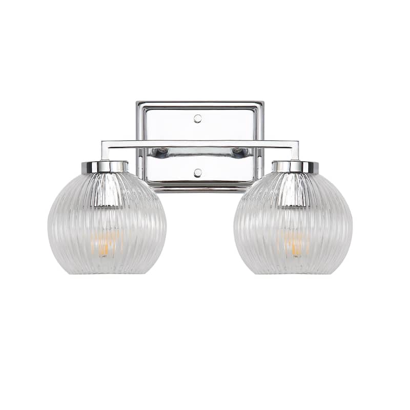 Yep by Golden Lighting Elliott 2-light Vanity in Chrome and Clear Ribbed Glass - Silver