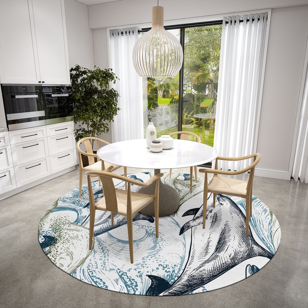 Indoor/Outdoor Harpswell Sea Life Washable Rug