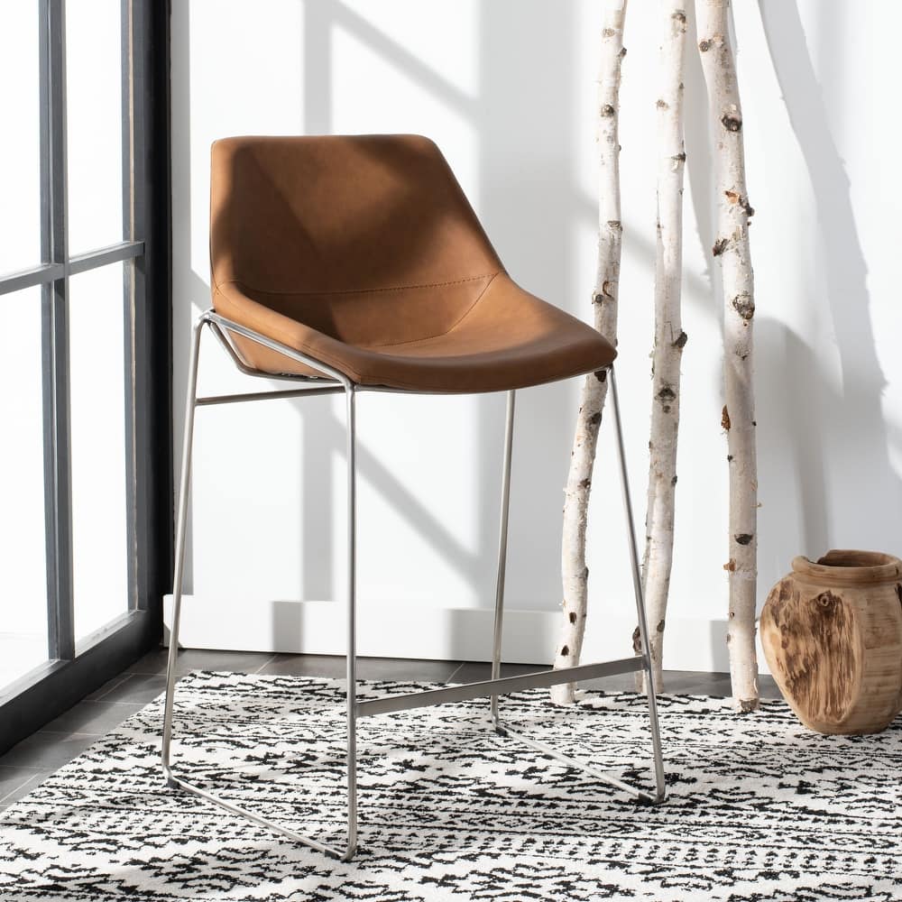 SAFAVIEH Essyllt Mid-Century Modern Counter Stool - 25" W x 22" D x 39" H - 25Wx22Dx39H
