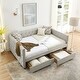 preview thumbnail 5 of 13, Beige Versatile Full Size Daybed with Storage Drawers and Button Armrest, Upholstered Daybed for Living Room Office