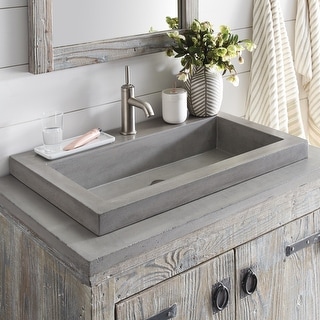 30" NativeStone Trough Drop-in Rectangular Bathroom Sink - 30x19x5.5