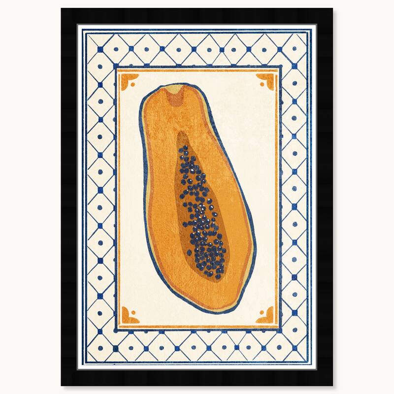 Wynwood Studio Tropical Papaya Framed Tropical Chinoiserie Art Prints - 15 x 21 - Black