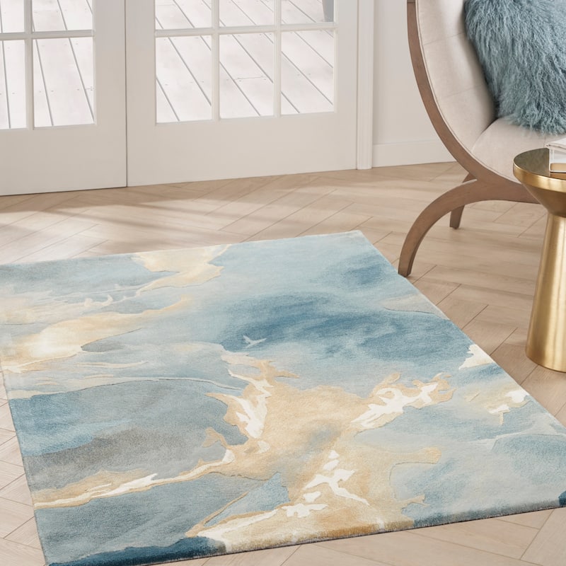 Nourison Home Prismatic Indoor only Blue Abstract Area Rug - Blue/Multicolor - 3'9" x 5'9"