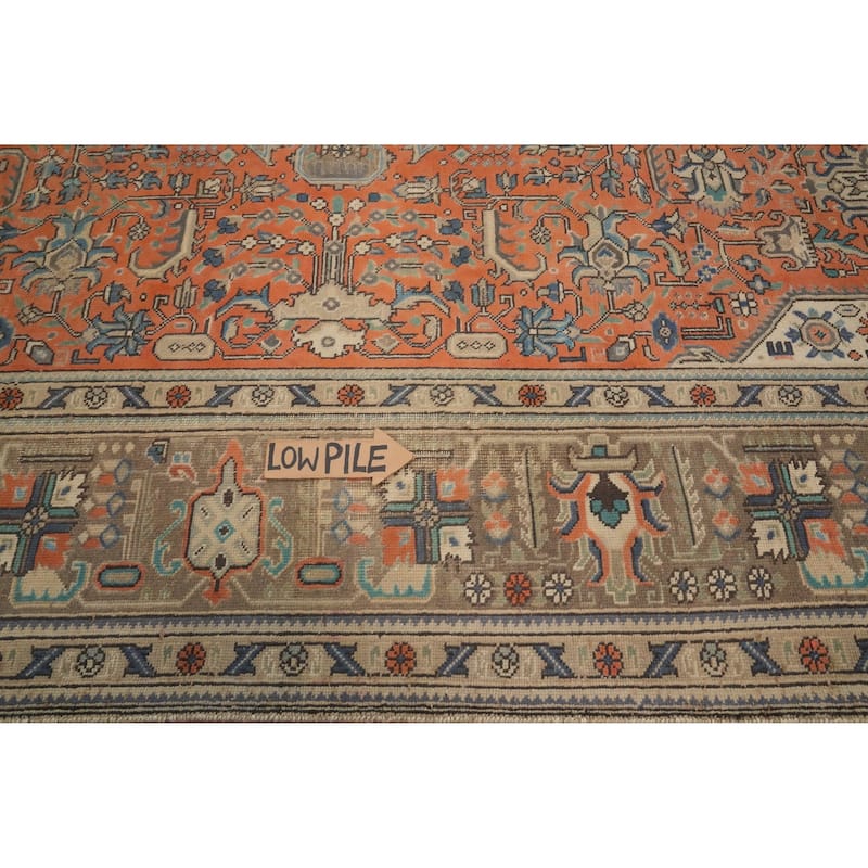 Hand Knotted Oriental 100% Wool Carpet Traditional Floral Oranges & Rust Tabriz Area Rug - 12' 8'' X 9' 7''