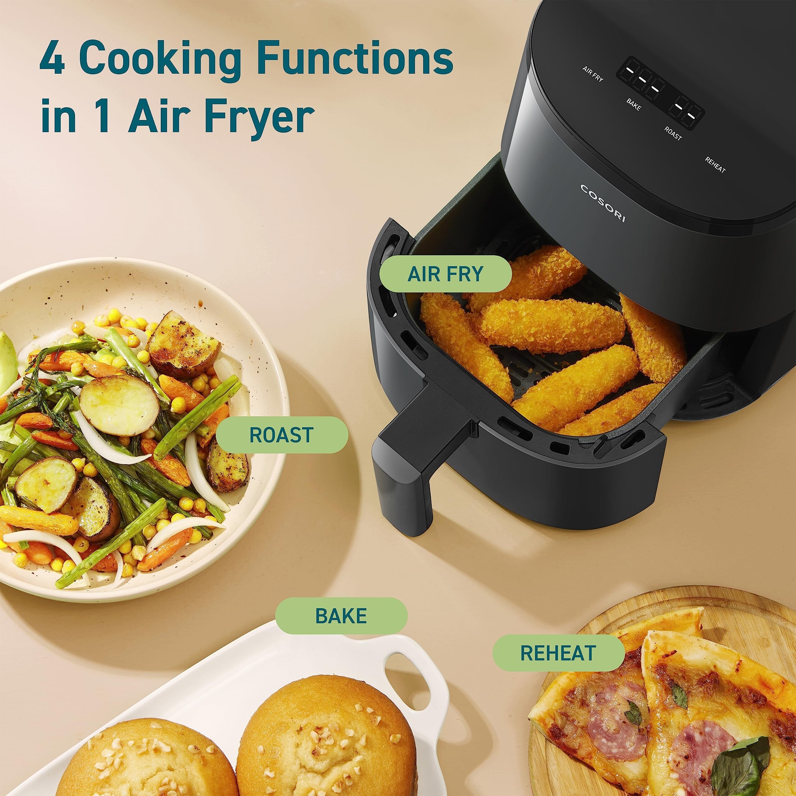 Space saving air fryer oven top