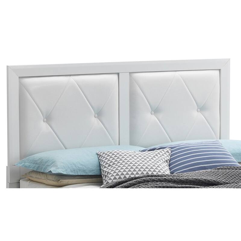 Upholstered Tufted Faux Leather Queen Panel Bed - 85" - White