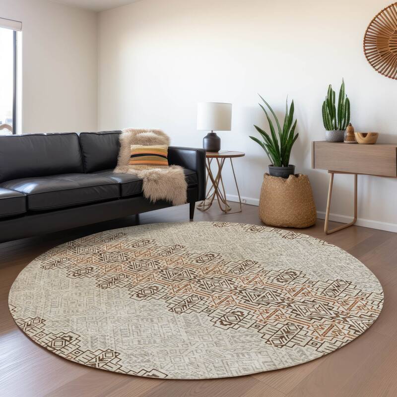 Machine Washable Indoor/ Outdoor Moroccan Boho Chantille Rug