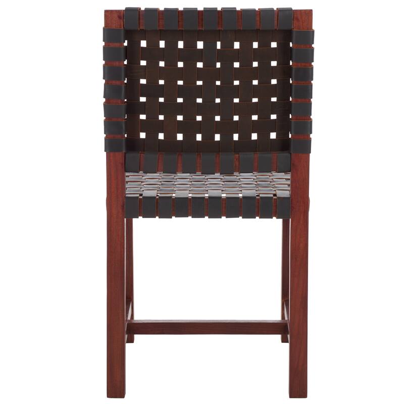 SAFAVIEH Arlene Solid Wood & Leather Dining Chair (Fully Assembled) - 18.3 In. W x 20.3 In. D x 33.7 In. H - 18Wx20Dx34H