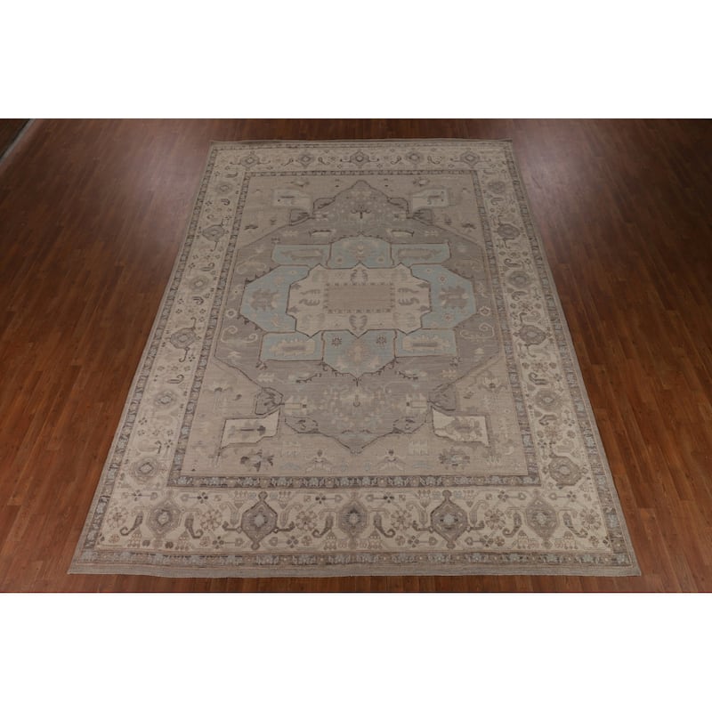 Vegetable Dye Oushak Turkish Rug Handmade Transitional Wool Carpet - 9'11"x 13'10"