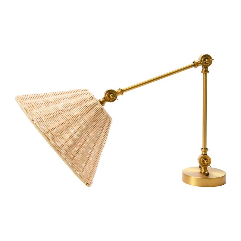 Adjustable Wall Sconce with Rattan Shade