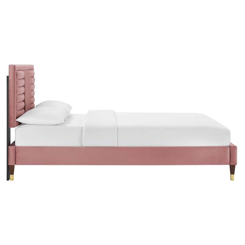 Sofia Channel Tufted Performance Velvet Queen Platform Bed