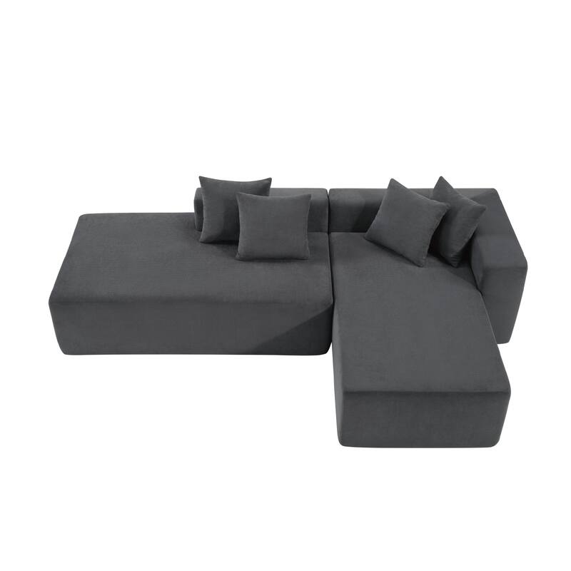 101" L-Shaped Modular Sofa With Deep Seat,No Assembly Required,High-Density Foam Filling With High-Carbon Steel Wrapped Springs