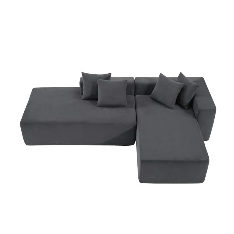 L-Shaped Modular Sectional Sofa, Comfy Upholstered 3 Seat Sofa, Corner Sofa with Backrest Pillows for Living Room, Bedroom