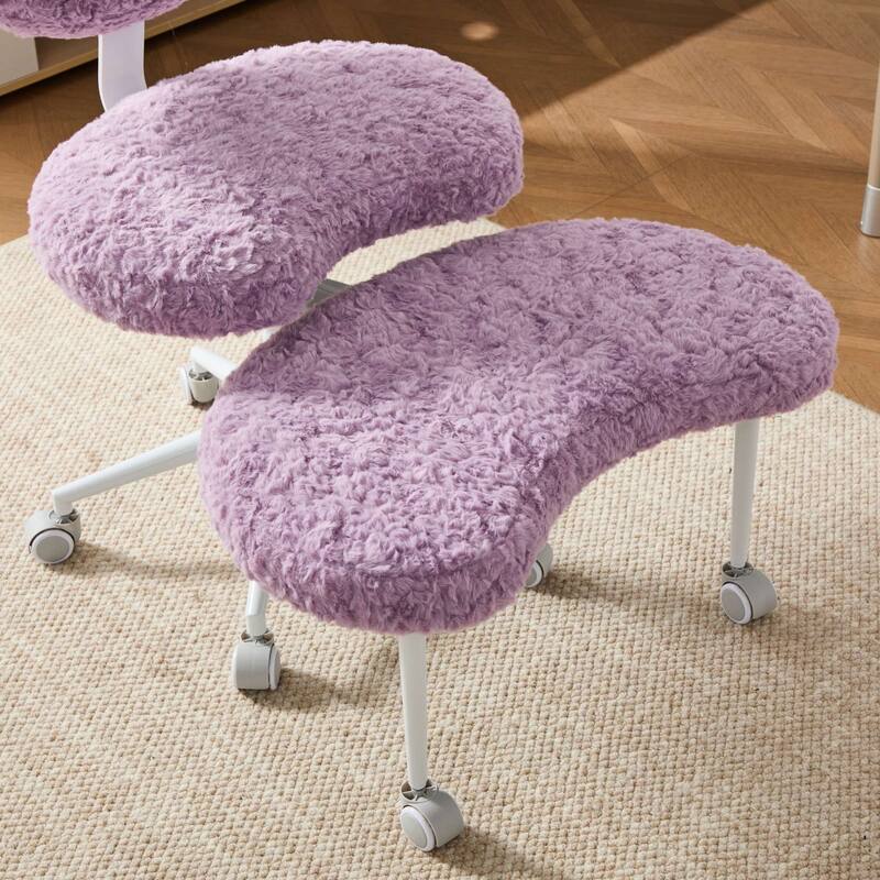 Rossetta Cute Fluffy Design Criss Cross Desk Chair with Lumbar Support and 360-Degree Swivel Footstool