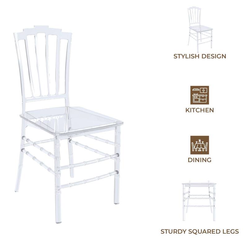 Synth Acrylic Dining Chair Modern Windsor Back Design Synth Collection Set of 2