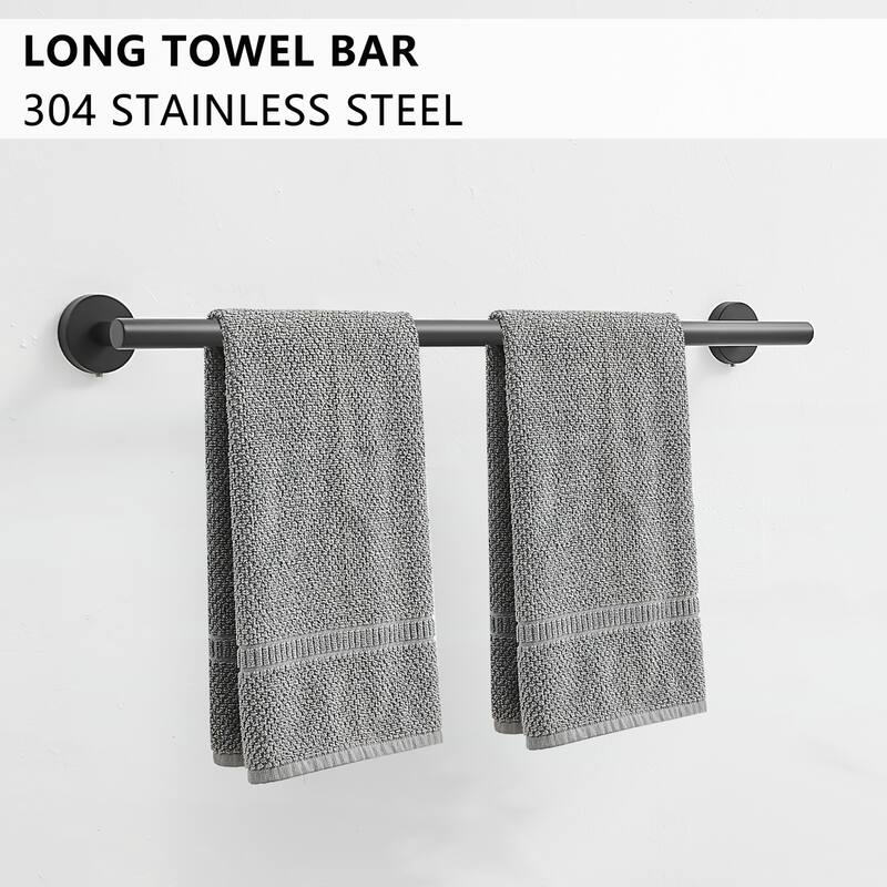 8-Pieces Black Bathroom Accessories Set,Bath Towel Bar Set