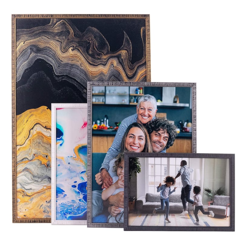Photo Size Textured Gold Picture Frame - UV Acrylic, Foam Board Backing ...